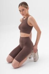 Siawear Feel-Free Dikişsiz Yüksek Bel Kadın Şort – Kahve