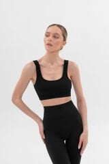 Kadın Spor Üst Dikişsiz  Atlet Power Rib Active Top Siyah
