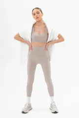 Power Rib Seamless Toparlayıcı Dikişsiz Spor Atlet Bej