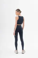 Feel-Free Dikişsiz Yüksek Bel Kadın Spor Tayt Mavi Grafit